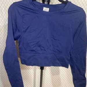 PINK Victoria's Secret Navy Long Sleeve Crop Top